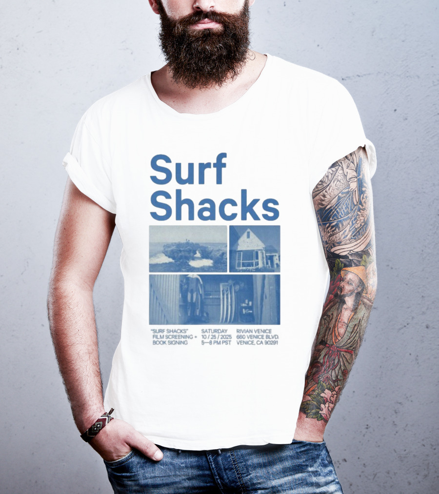 Surf Shacks Oct 25 2025 Venice CA Beach Surfboards Coastal Homes T-Shirt