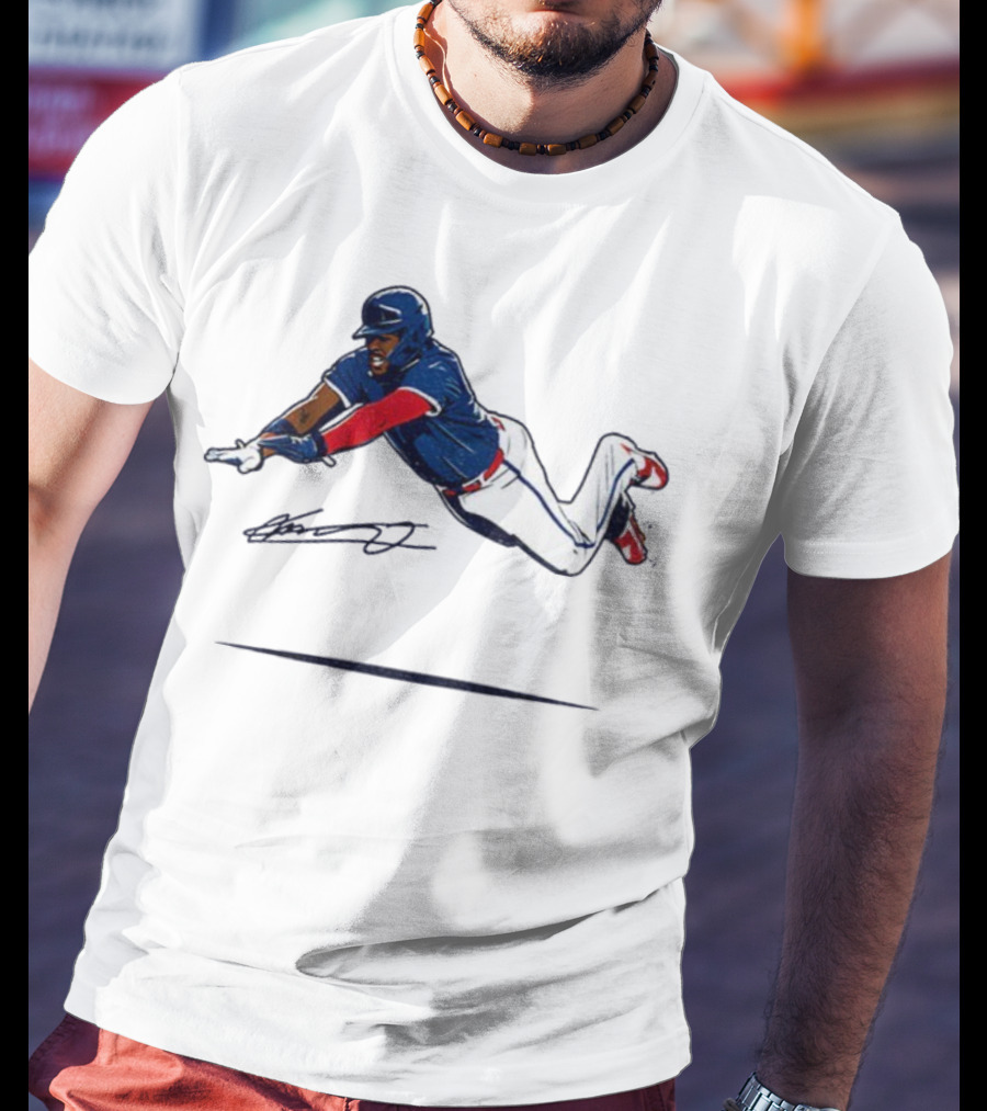 Vladimir Guerrero Jr Superman Flying Slide Toronto Blue Jays Signature T-Shirt