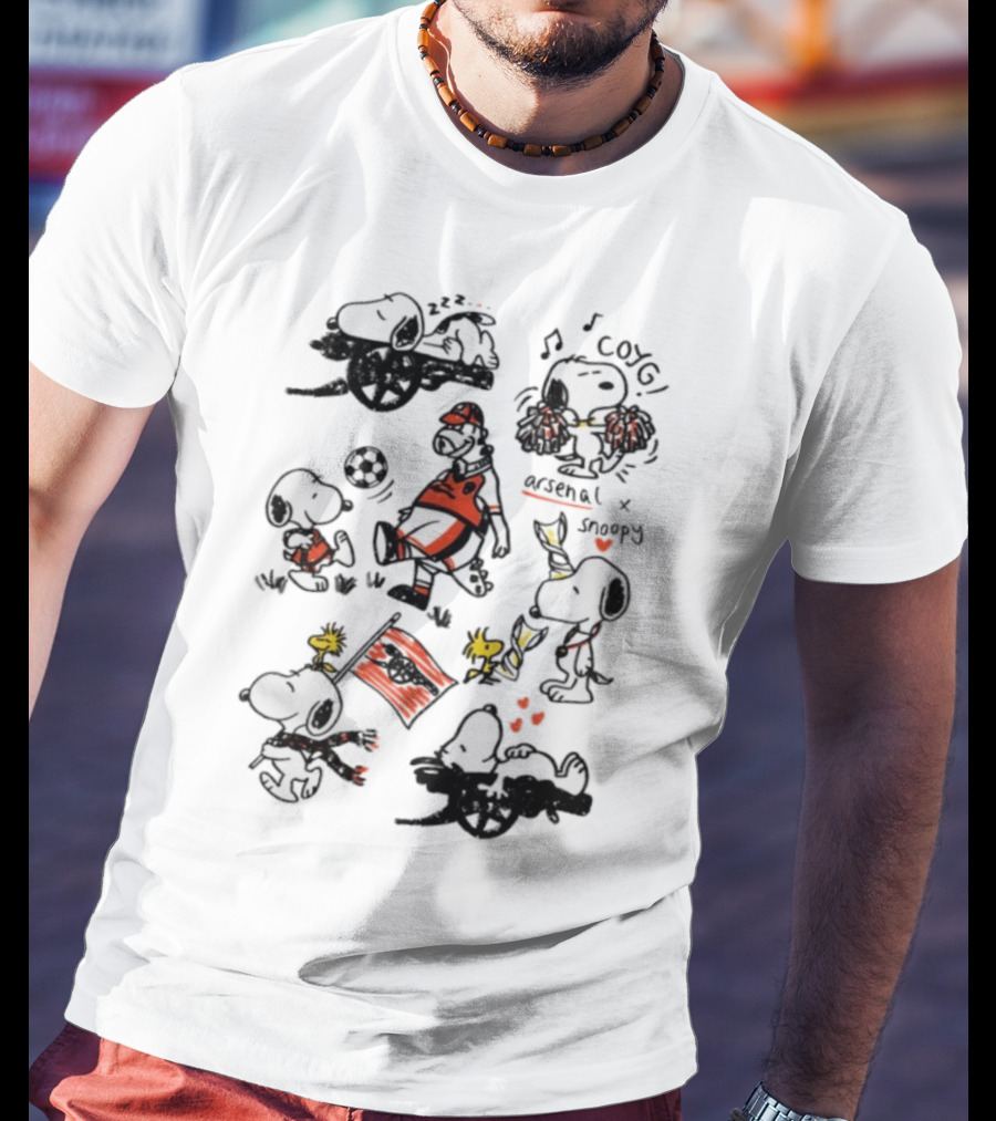 Arsenal Snoopy Football Soccer Icon Collaboration T-Shirt