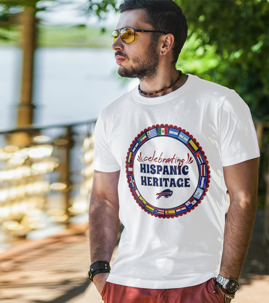Celebrating Hispanic Heritage Buffalo Bills Flags Circle T-Shirt