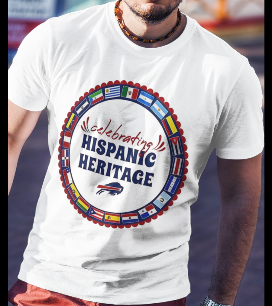 Celebrating Hispanic Heritage Buffalo Bills Flags Circle T-Shirt