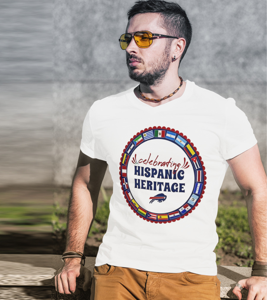 Celebrating Hispanic Heritage Buffalo Bills Flags Circle T-Shirt