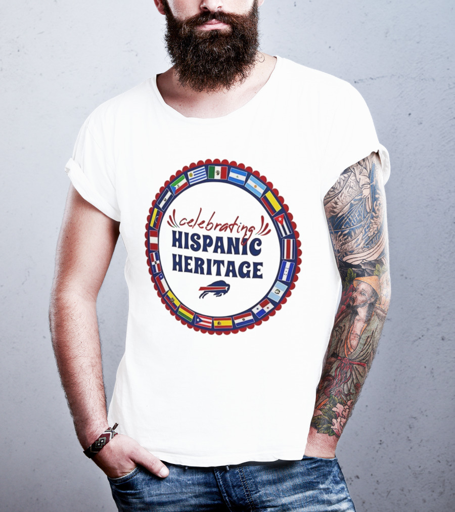 Celebrating Hispanic Heritage Buffalo Bills Flags Circle T-Shirt