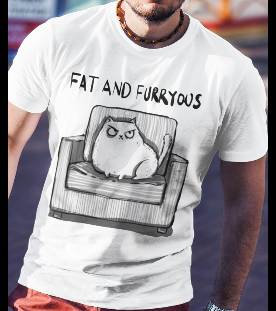Fat And Furrous Cat On Chair T-Shirt