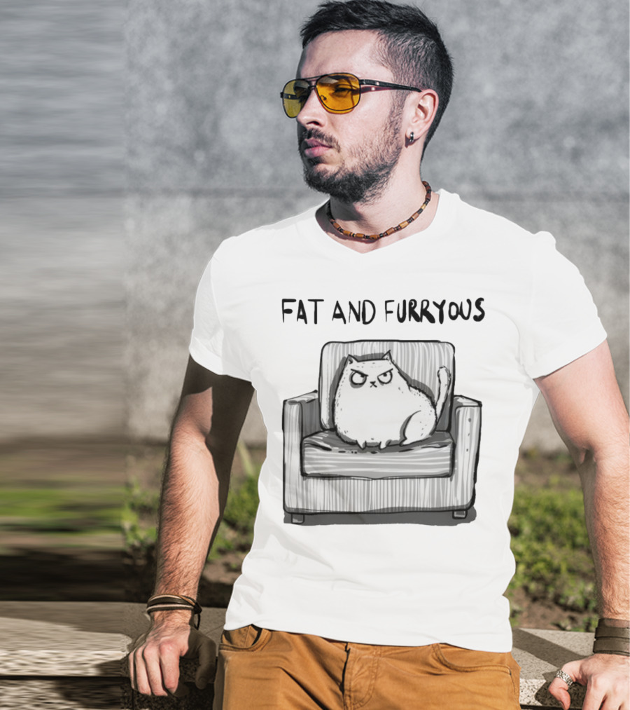 Fat And Furrous Cat On Chair T-Shirt