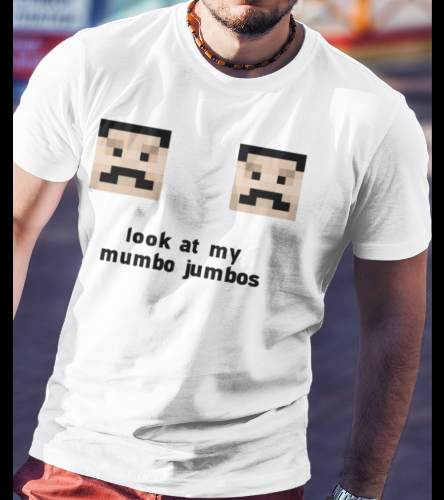 Minecraft Pixel Art Mustache Faces Look At My Mumbo Jumbos T-Shirt