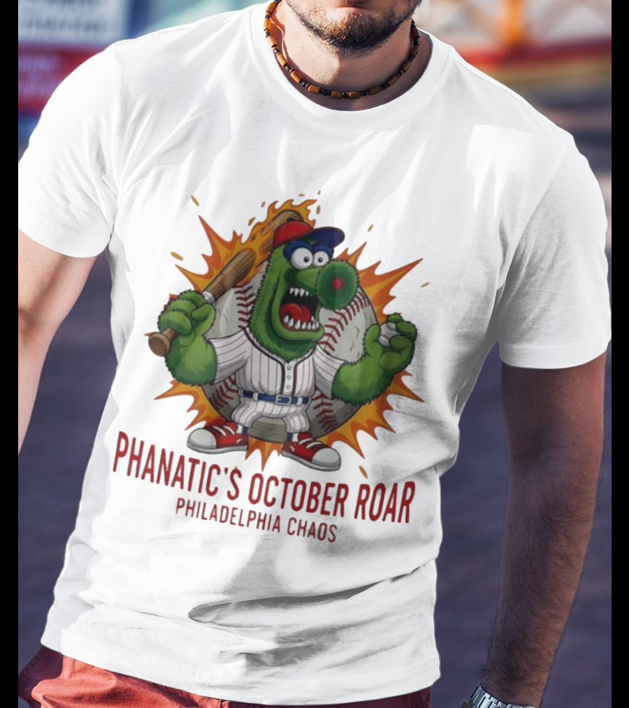 Philadelphia Phillies Baseball Phanatic's October Roar Philadelphia Chaos Mascot T-Shirt