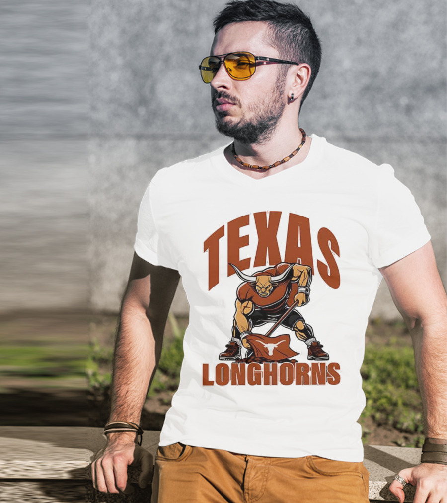 Texas Longhorns Football Youth Mascot Planting Flag T-Shirt