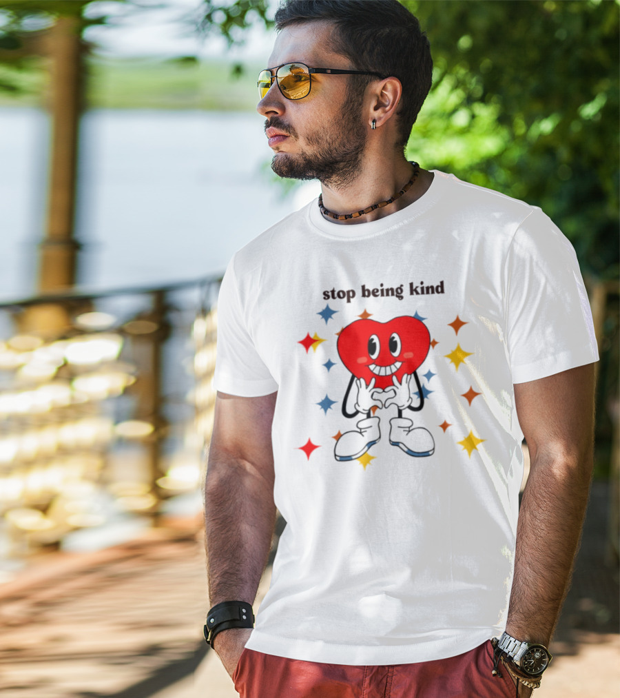 Transphobic Stop Being Kind Heart Character With Colorful Stars T-Shirt