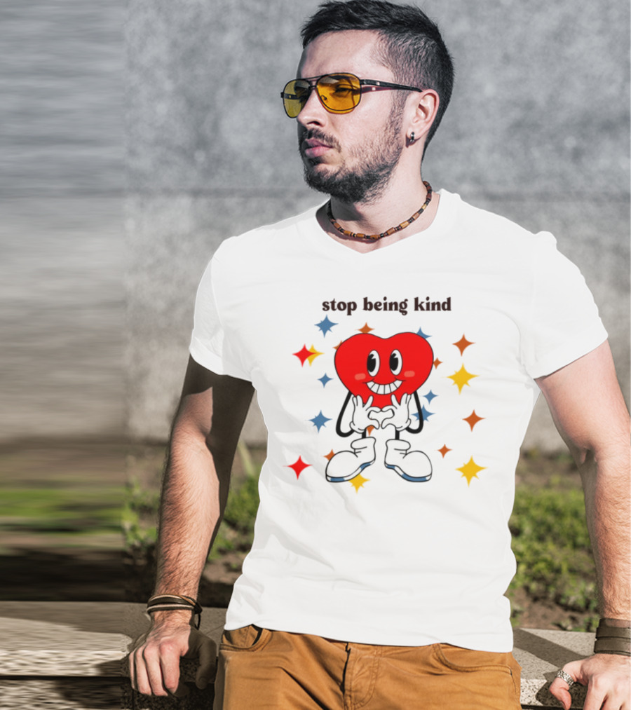 Transphobic Stop Being Kind Heart Character With Colorful Stars T-Shirt