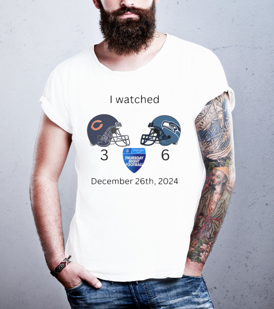 Prime Video Thursday Night Football December 26th 2024 Bears Vs Seahawks T-Shirt