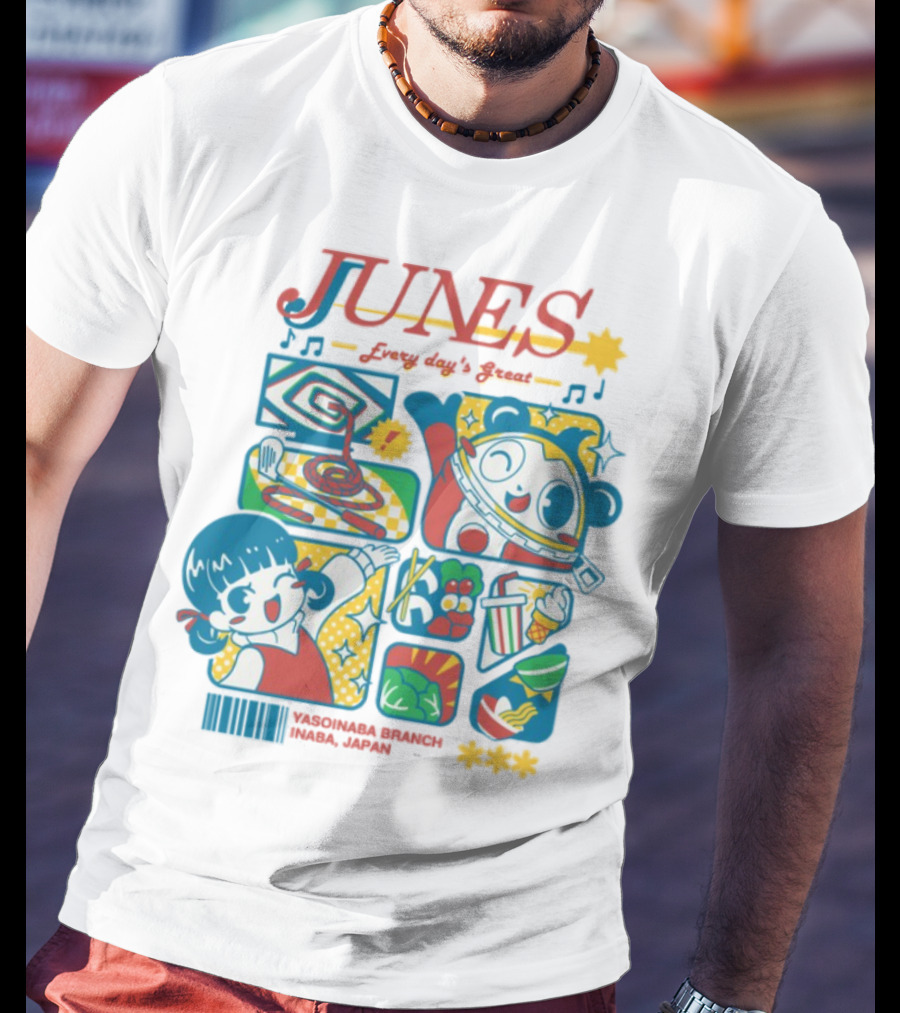 Junes Every Day's Great Persona 4 Teddie Cartoon Fun Collage T-Shirt