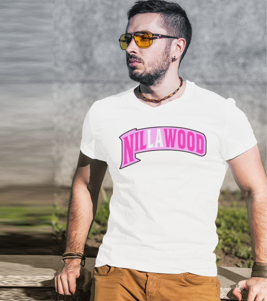 Nilla Allin Nillawood Pink Arch Text T-Shirt
