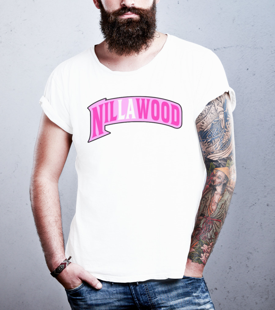 Nilla Allin Nillawood Pink Arch Text T-Shirt