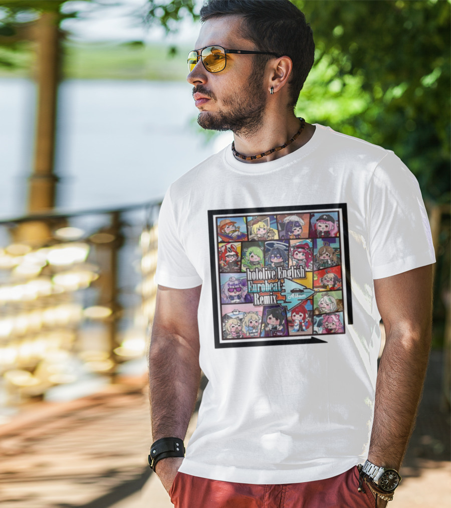 Hololive English Eurobeat Remix Album Characters Compilation T-Shirt