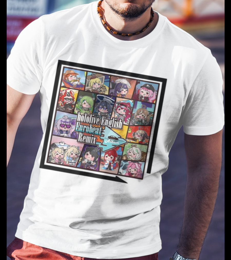 Hololive English Eurobeat Remix Album Characters Compilation T-Shirt