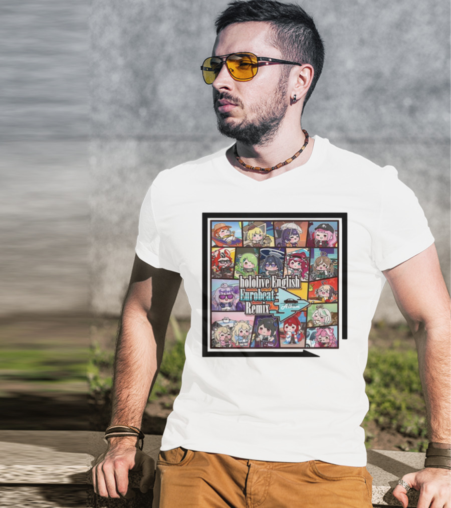 Hololive English Eurobeat Remix Album Characters Compilation T-Shirt