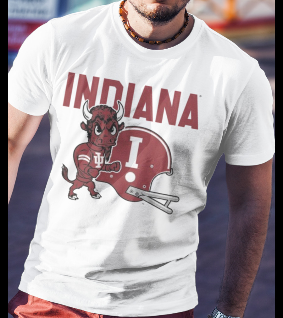 Indiana Hoosiers Bison Mascot And Football Helmet T-Shirt