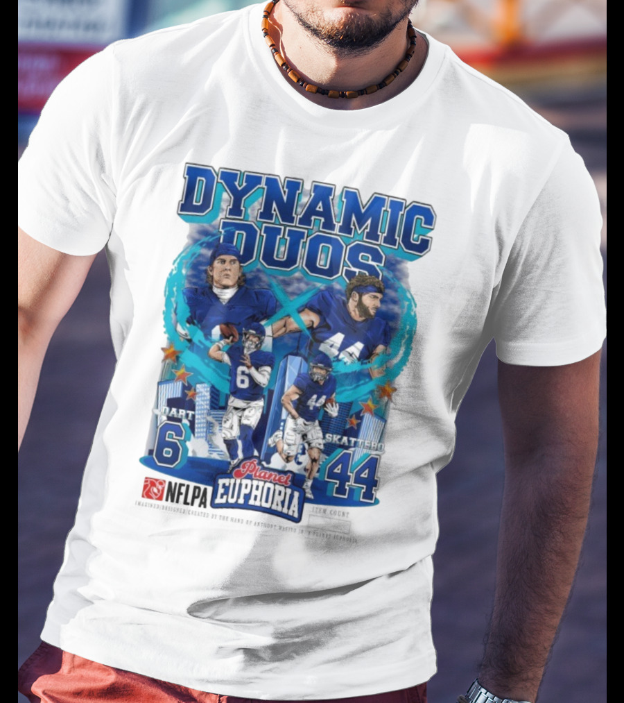Dynamic Duos Jaxson Dart Cam Skattebo Planet Euphoria New York Giants T-Shirt