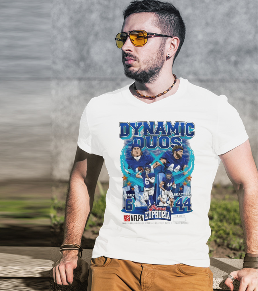 Dynamic Duos Jaxson Dart Cam Skattebo Planet Euphoria New York Giants T-Shirt