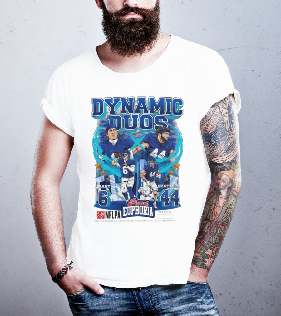 Dynamic Duos Jaxson Dart Cam Skattebo Planet Euphoria New York Giants T-Shirt