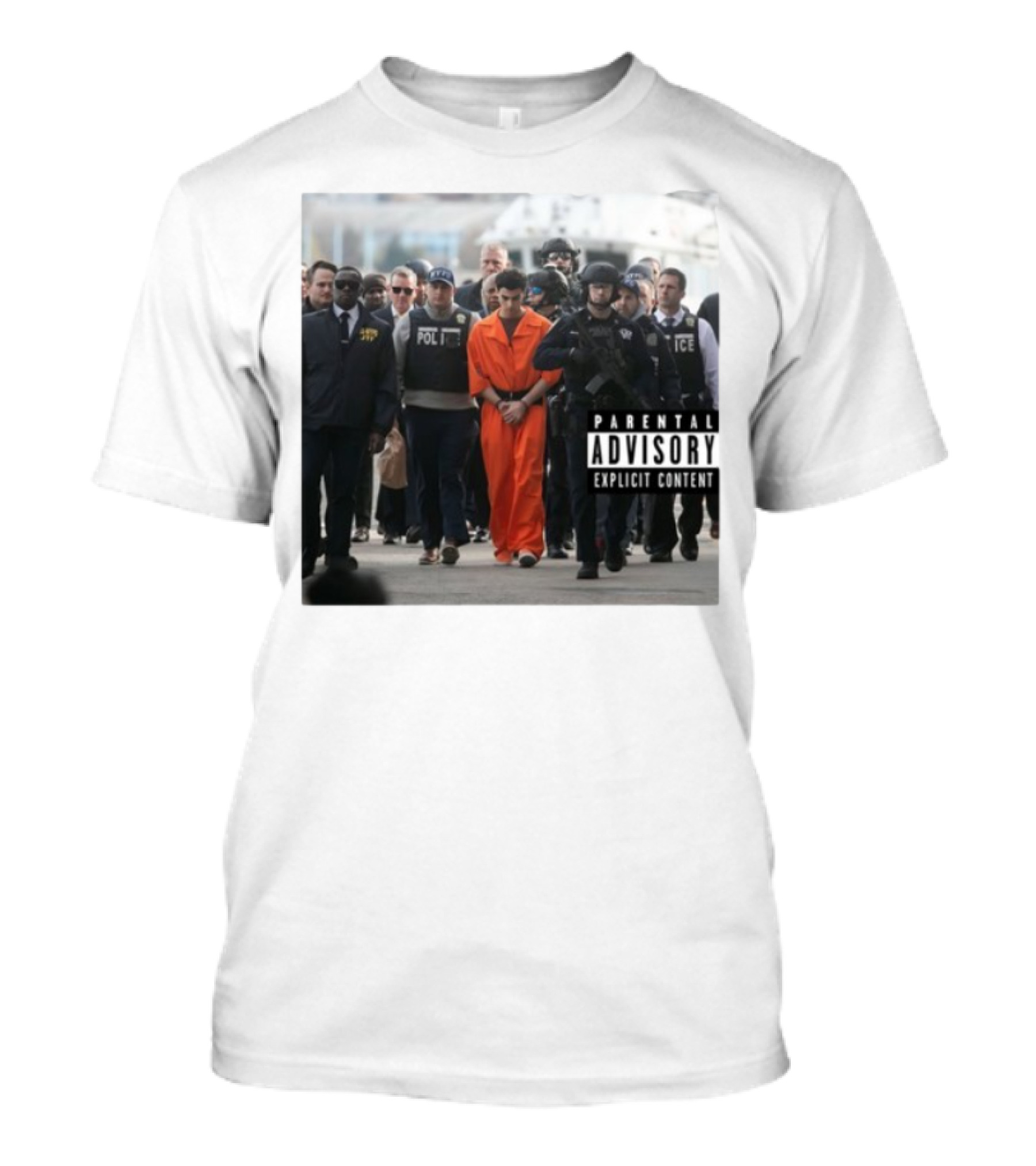 Luigi Mangione Helicopter Arrival With Police Explicit Content T-Shirt