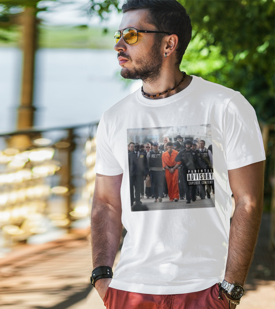 Luigi Mangione Helicopter Arrival With Police Explicit Content T-Shirt