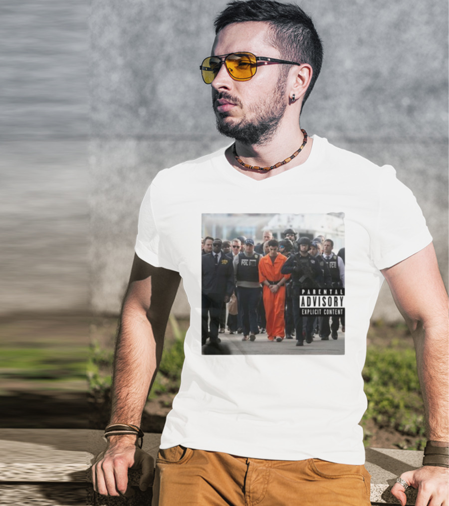 Luigi Mangione Helicopter Arrival With Police Explicit Content T-Shirt