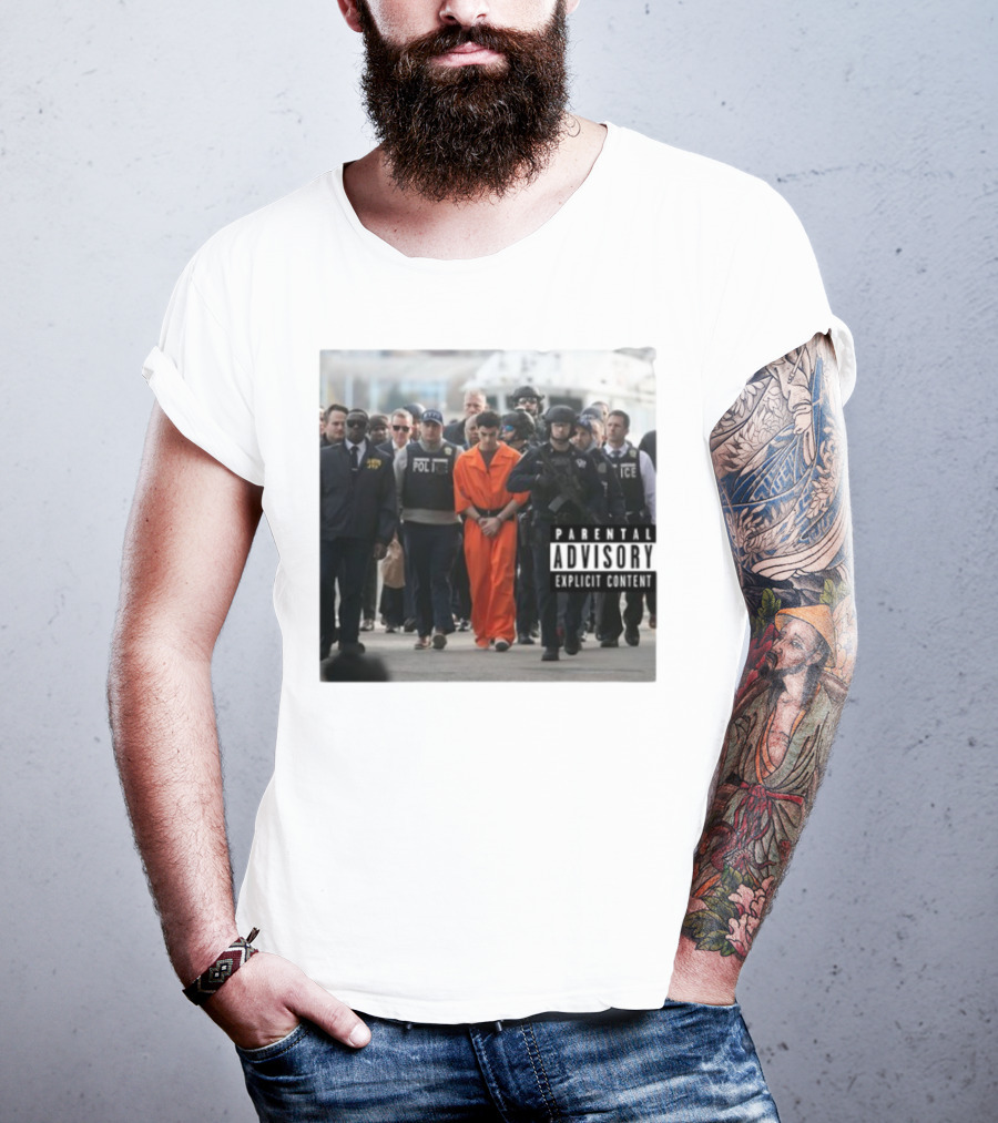 Luigi Mangione Helicopter Arrival With Police Explicit Content T-Shirt