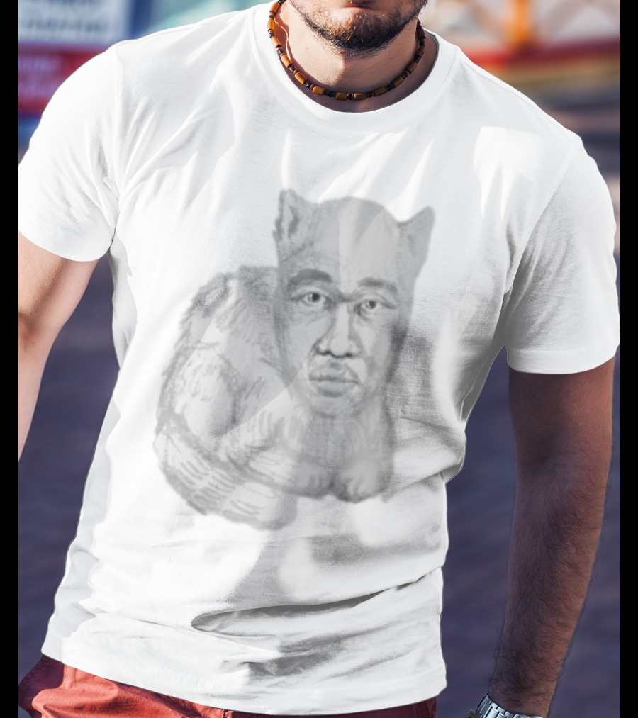 Mcfreakery Cat With Human Face Sketch T-Shirt