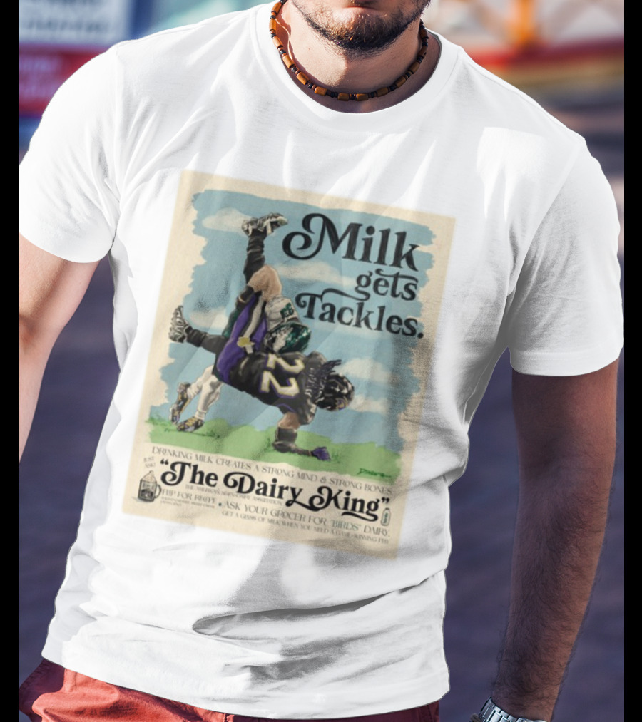 Milk Gets Tackles The Dairy King Strong Bones Mind T-Shirt
