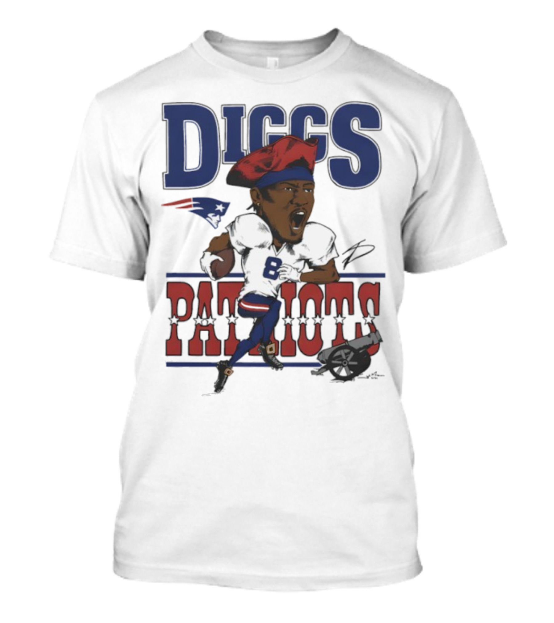 New England Patriots Diggs Signature Football Art T-Shirt