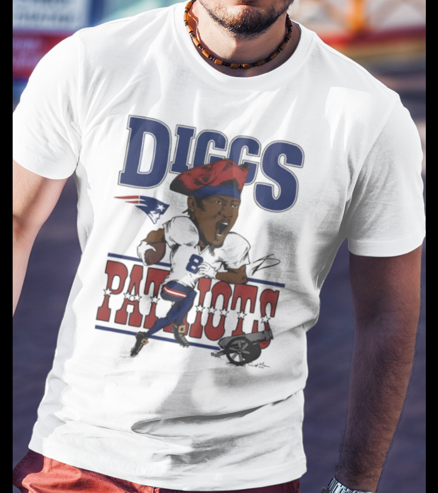 New England Patriots Diggs Signature Football Art T-Shirt