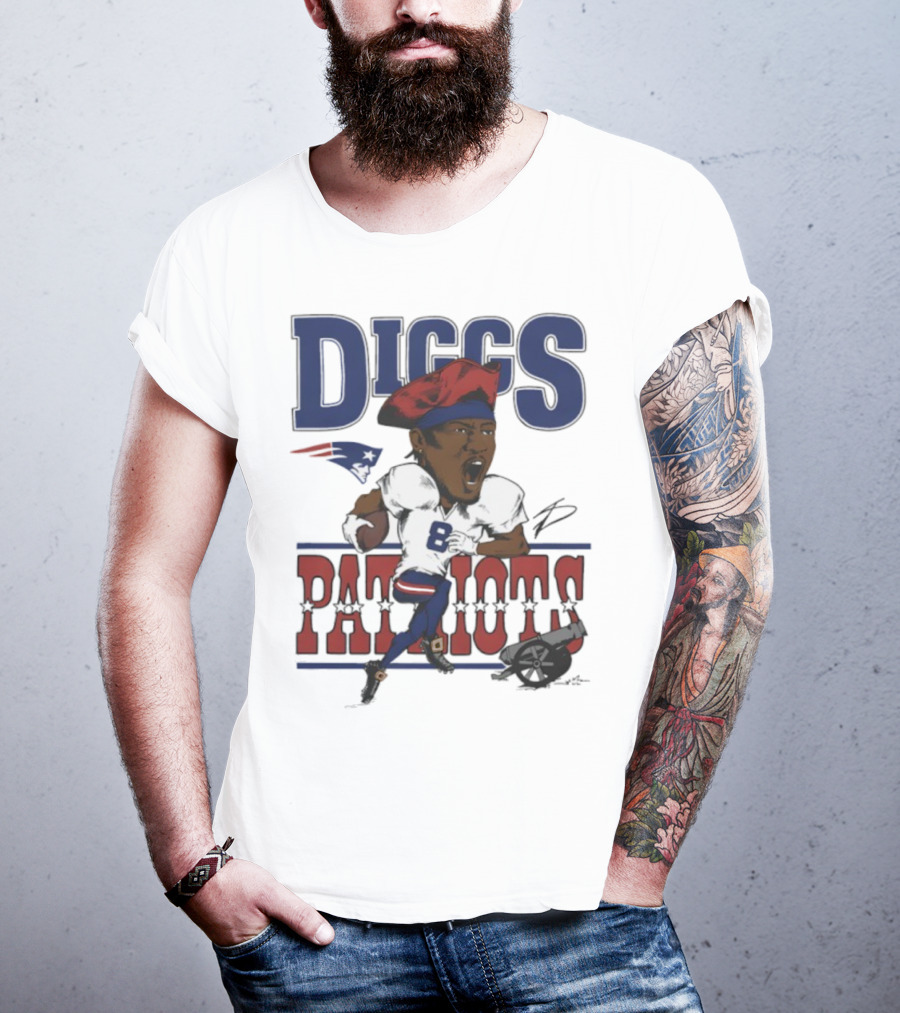 New England Patriots Diggs Signature Football Art T-Shirt