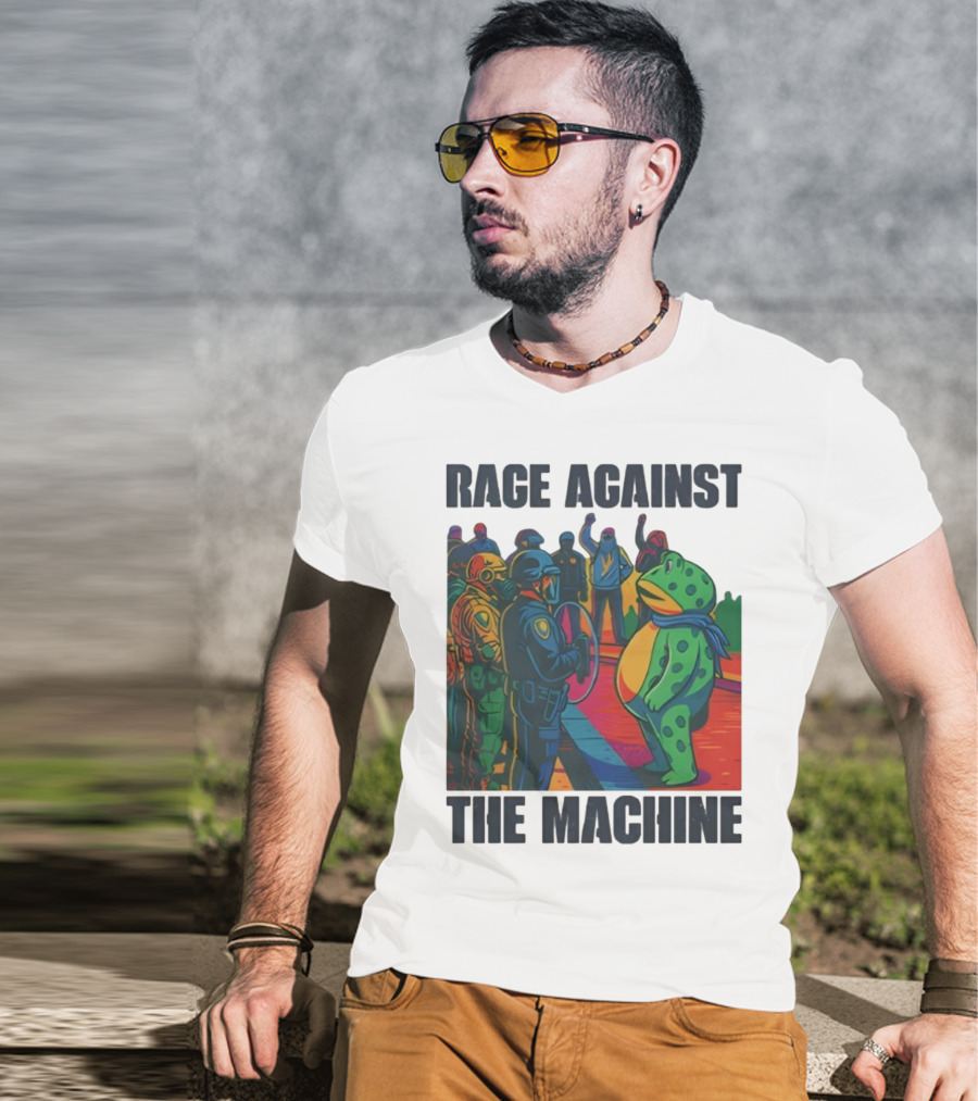 Rage Against The Machine Portland Frog Anti-ICE Protest Imagery T-Shirt