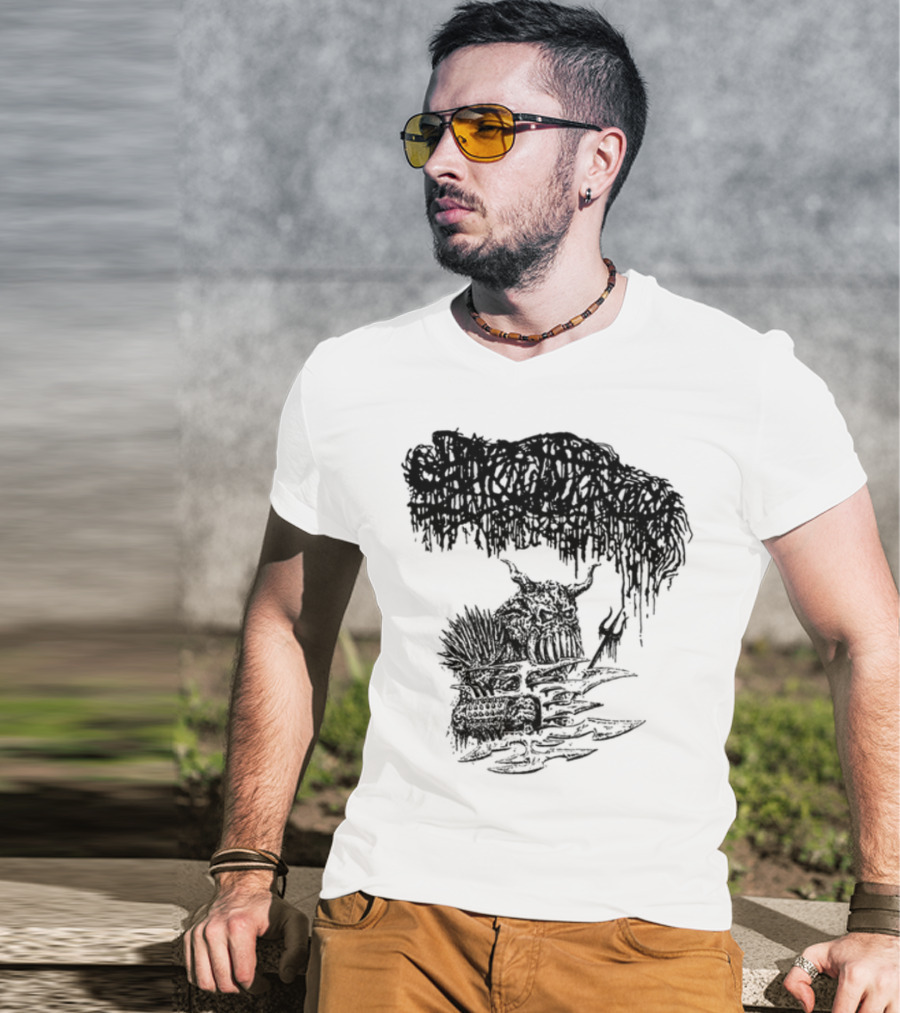 Sanguisugabogg Warlord Album Cover Art Demonic Skull Imagery T-Shirt