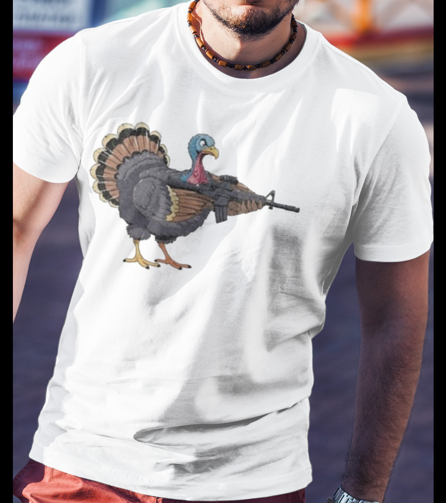 Triggered Turkey With Rifle Weapon T-Shirt