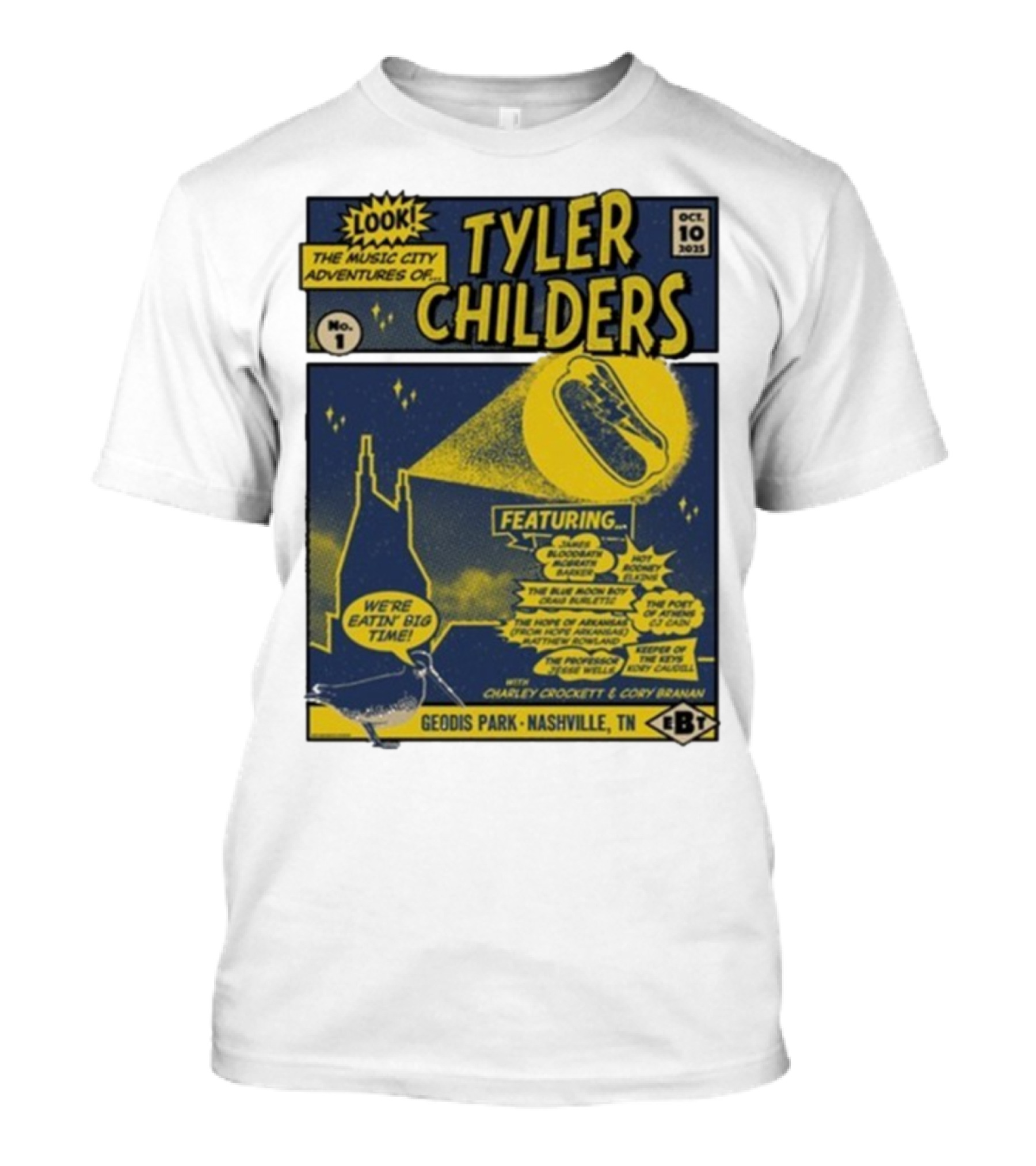 The Music City Adventures Of Tyler Childers Geodis Park Nashville TN October 10 2025 Featuring Charley Crockett Cory Branan T-Shirt