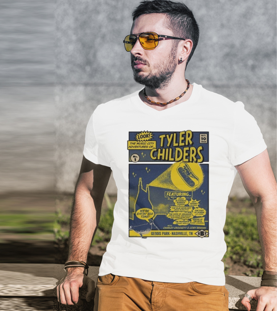 The Music City Adventures Of Tyler Childers Geodis Park Nashville TN October 10 2025 Featuring Charley Crockett Cory Branan T-Shirt