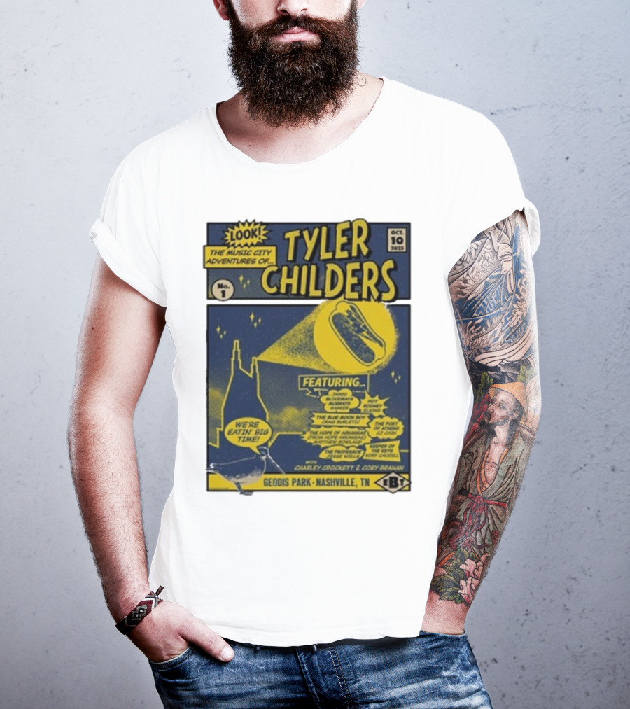 The Music City Adventures Of Tyler Childers Geodis Park Nashville TN October 10 2025 Featuring Charley Crockett Cory Branan T-Shirt