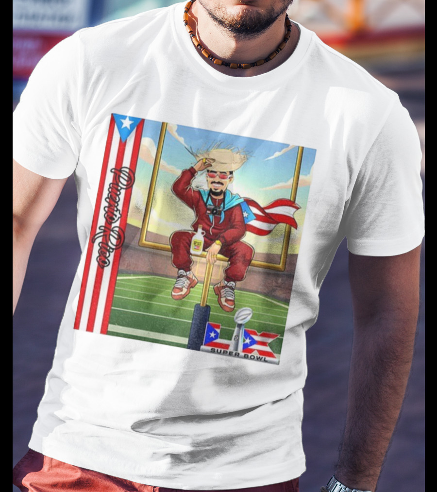 Bad Bunny Boricua Pride NFL Super Bowl LIX Football T-Shirt
