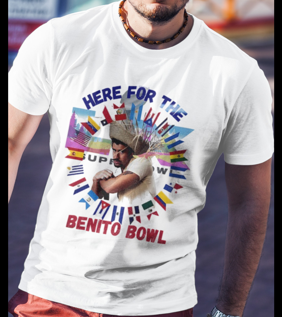 Here For The Benito Bowl Super Bowl Flag Circle T-Shirt
