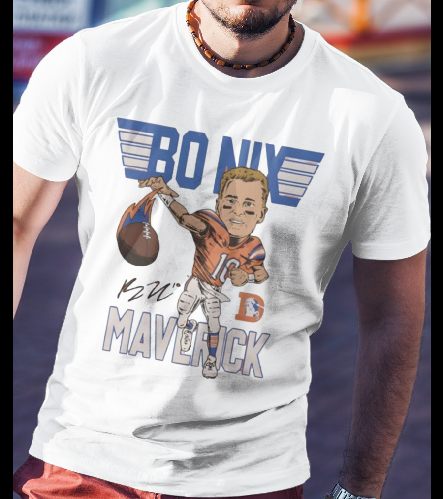 Bo Nix Maverick Broncos Signature Football Player Illustration T-Shirt