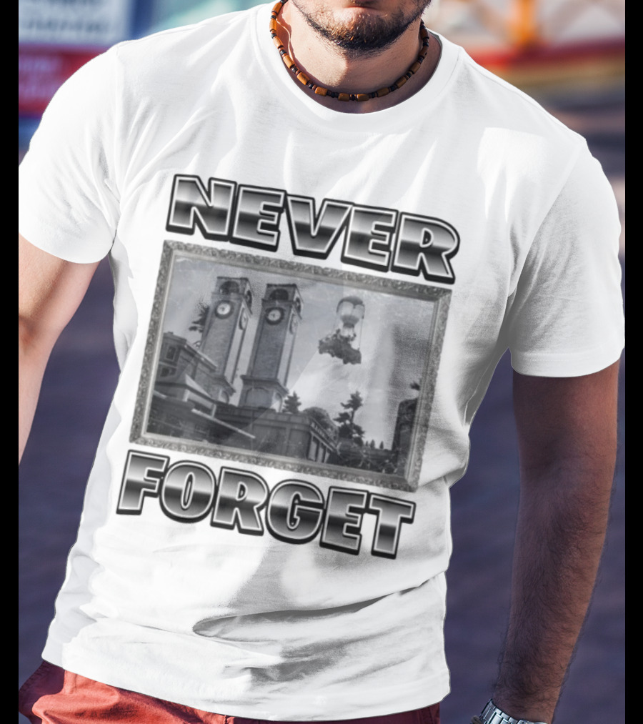 Never Forget Tower Balloon Flight Vintage Photo T-Shirt