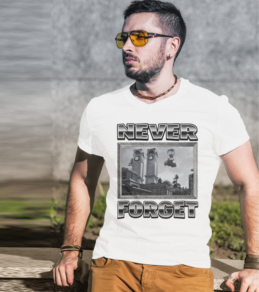 Never Forget Tower Balloon Flight Vintage Photo T-Shirt