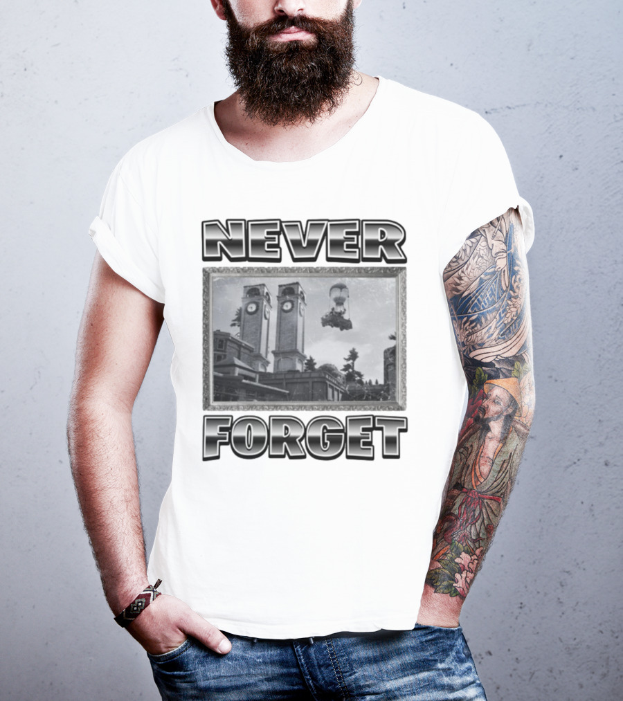 Never Forget Tower Balloon Flight Vintage Photo T-Shirt
