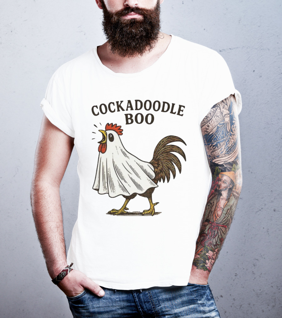 Cockadoodle Boo Ghost Rooster Halloween 2025 T-Shirt