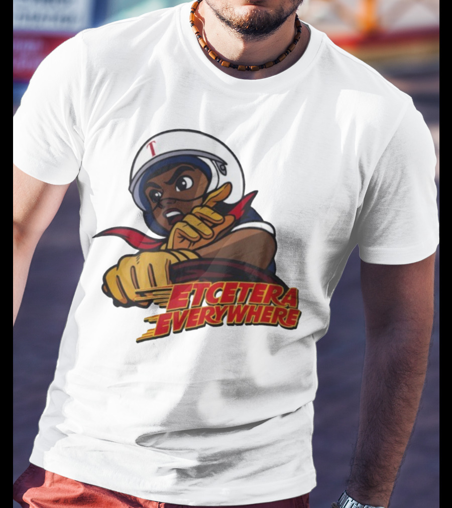 Etcetera Everywhere Racing Style Graphic With Determined Character T-Shirt