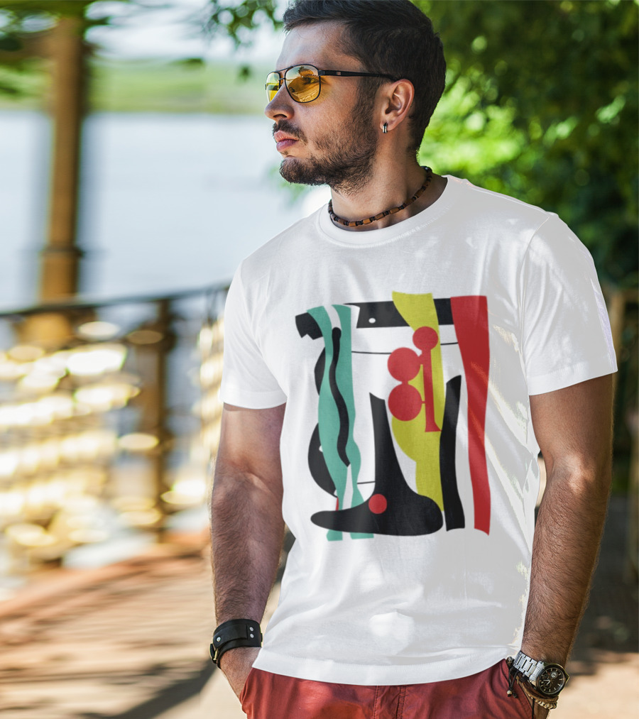 Ace Retro Primary Abstract Geometric Shapes T-Shirt