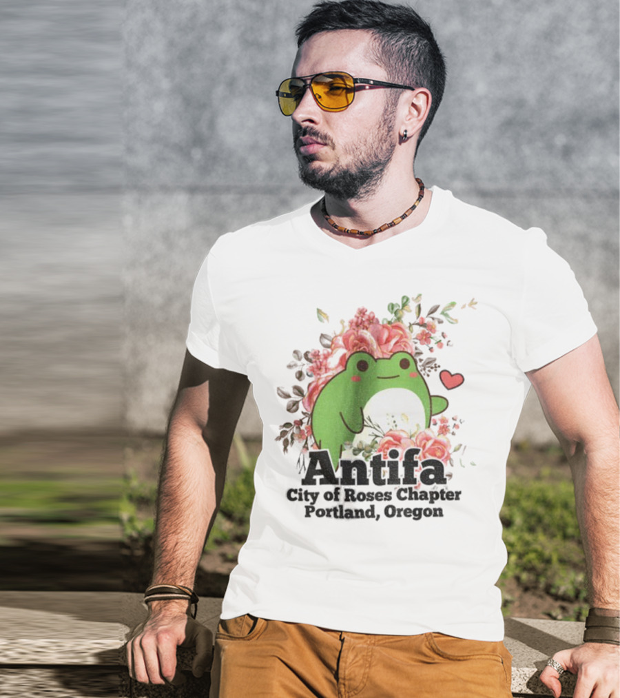 Antifa City Of Roses Chapter Portland Oregon Frog Protest Symbol T-Shirt